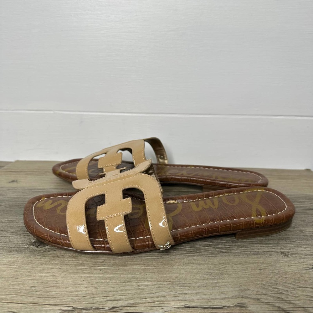 Sam Edelman Bay Sandals slide tan slip on patent classic summer spring shoes 9.5 - Picture 3 of 11